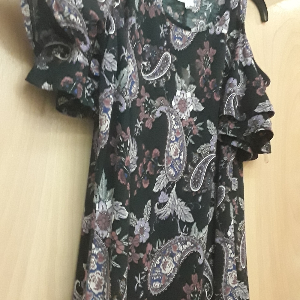 Naif Purple Black Ruffle Paisley Boho Top